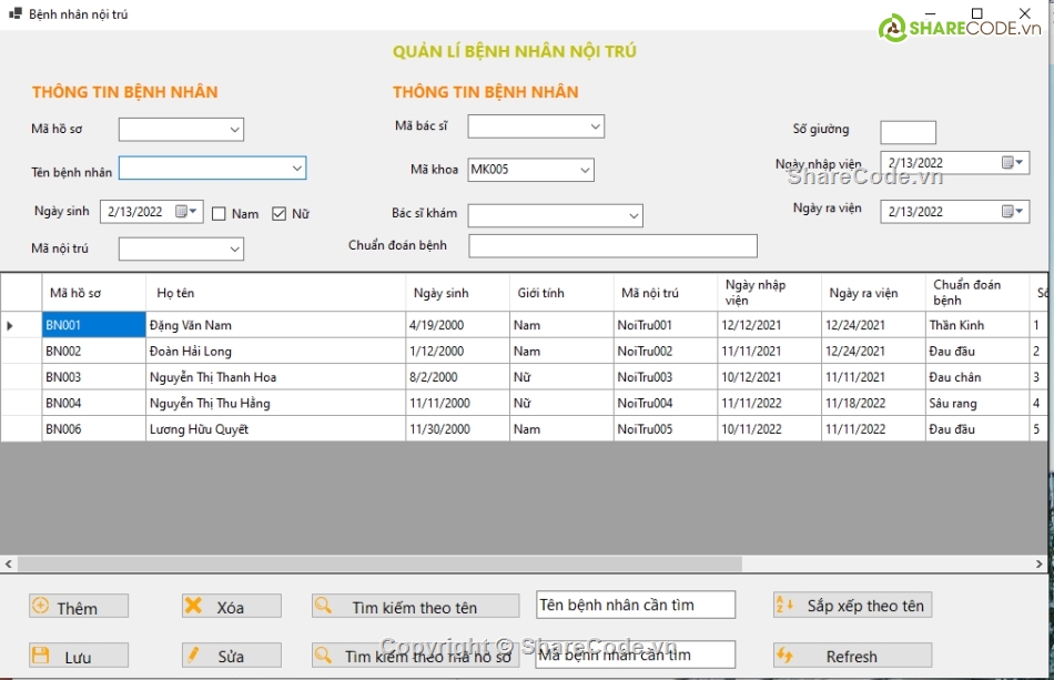 Quanlybenhnhan,quanlybenhvien,quanlybenhnhanc#,quanlybenhvienc#,ADO.NET,Quản lý bệnh nhân